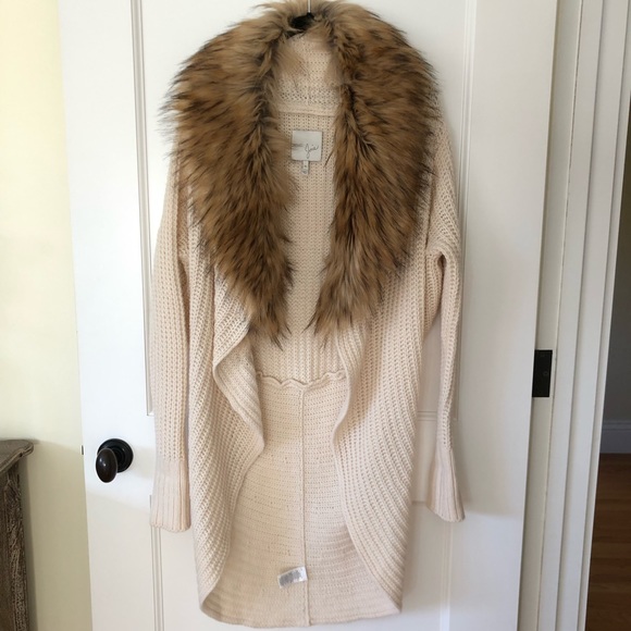 Joie Helma Faux Fur Wool and Yak Cocoon Cardigan - Picture 2 of 10